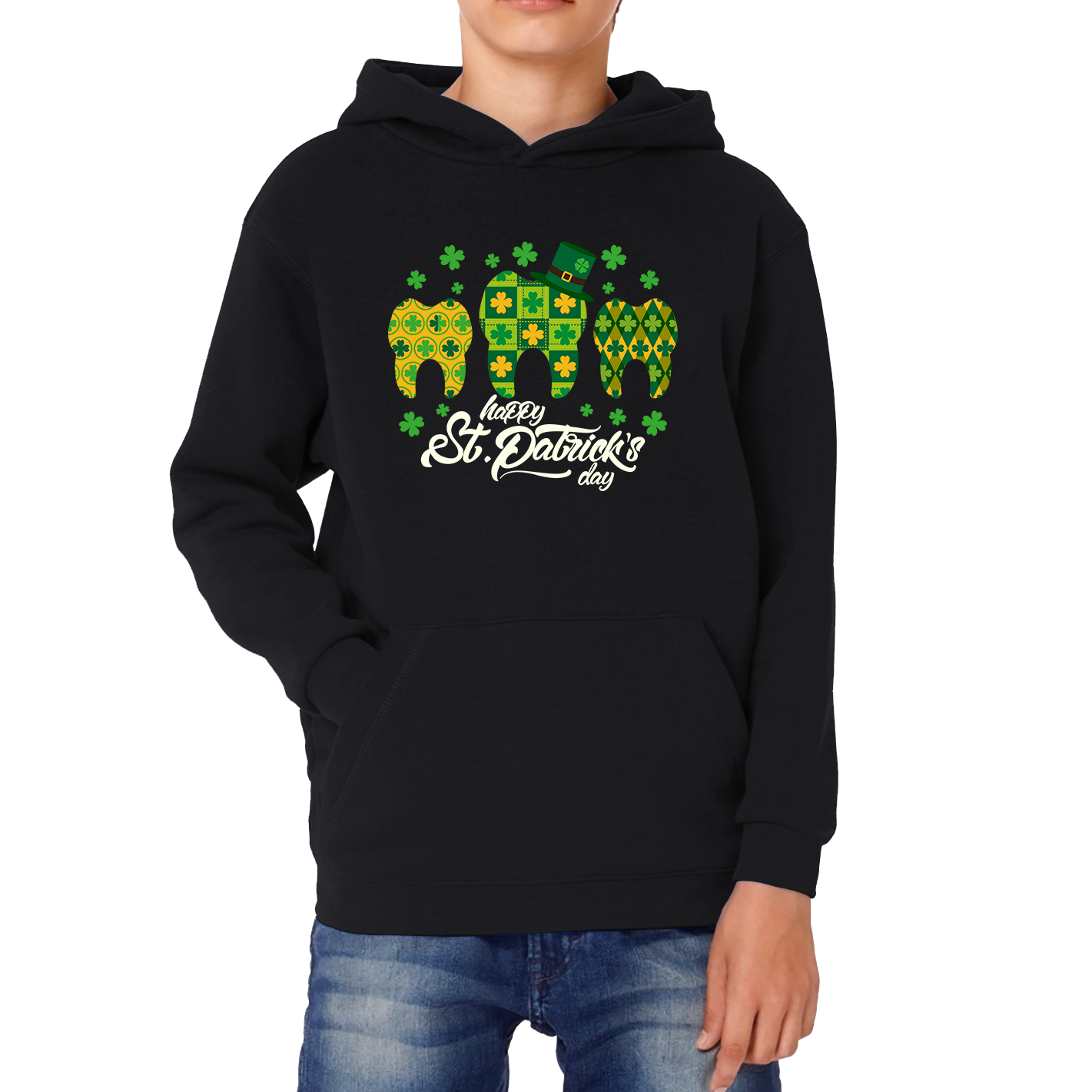 Happy St. Patrick's Day Tooth Dentist Dental Squad Tooth Shamrock Irish Day Saint Patricks Day Kids Hoodie