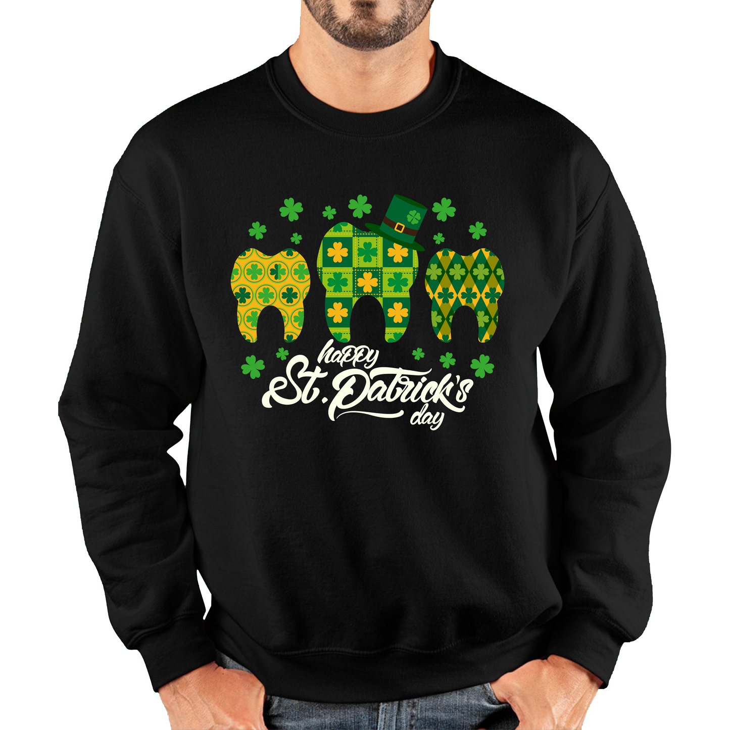 Happy St. Patrick's Day Tooth Dentist Dental Squad Tooth Shamrock Irish Day Saint Patricks Day Unisex Sweatshirt