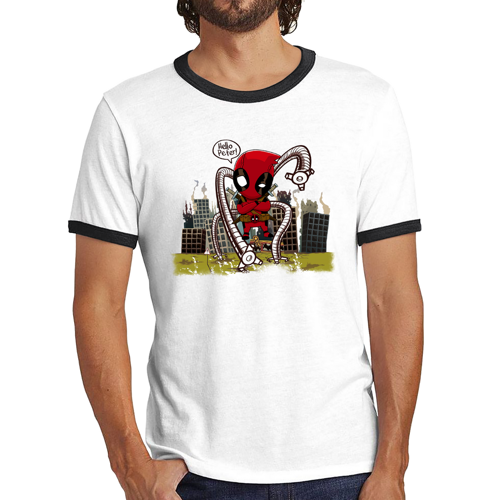 Hello Peter Spiderman x Deadpool Spoof Ringer T Shirt