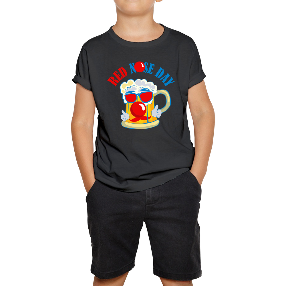 Beer Red Nose Day Funny Kids T Shirt. 50% Goes To Charity