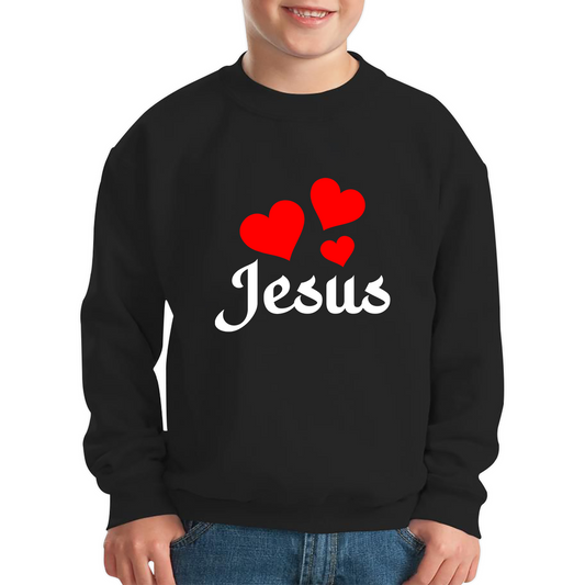 Love Jesus Hearts Jesus Christ Christians Religious Spirituality Believe Kids Jumper
