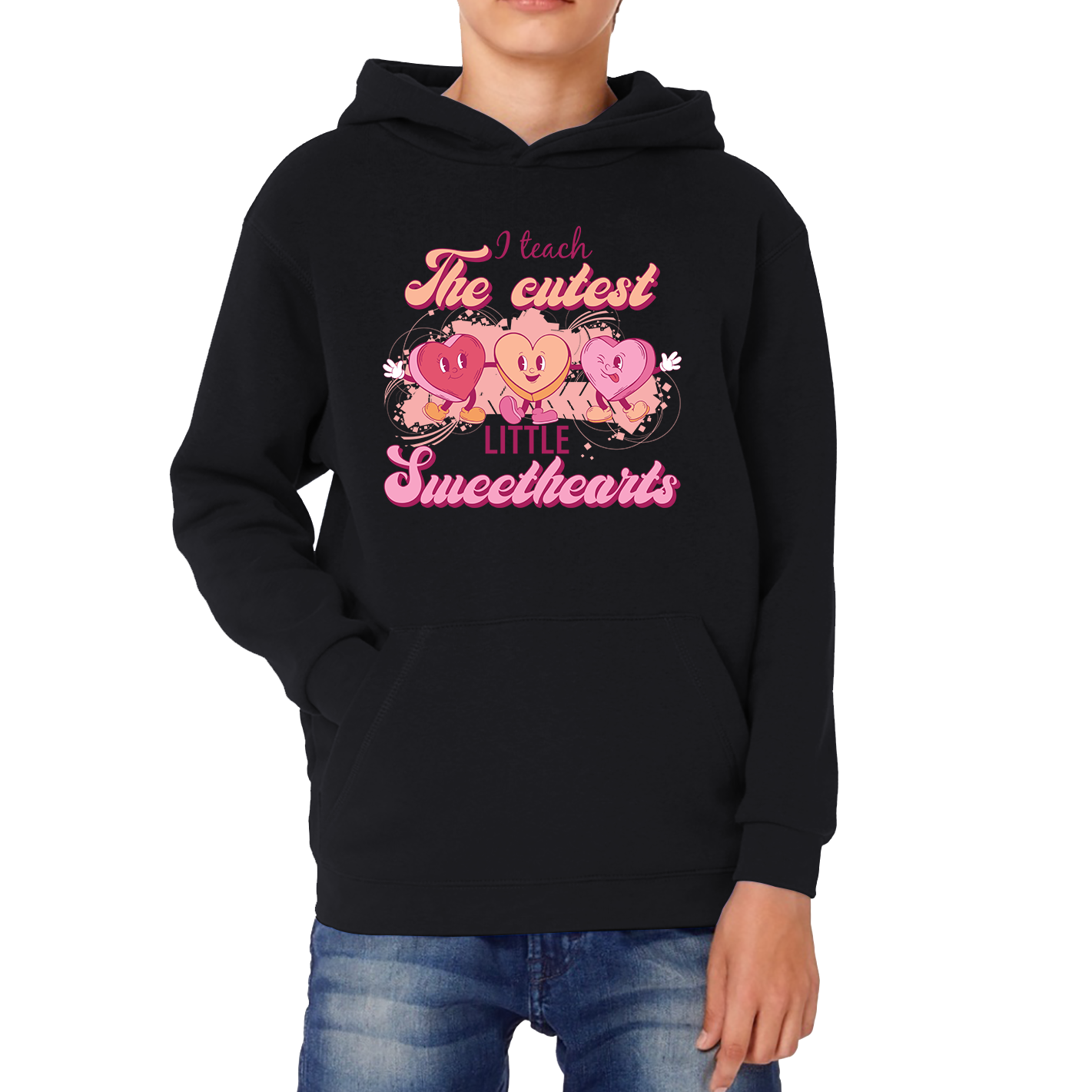 I Teach The Cutest Little Sweethearts Teacher Valentine’s Day School Teacher Quote Kids Hoodie