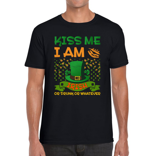Kiss Me I Am Irish Or Drunk Or Whatever St Patricks Day Leprechaun Shamrock Drinking Team Mens Tee Top