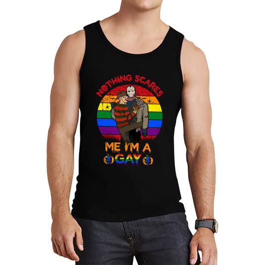 Nothing Scares Me I'm A Gay Pride LGBT Jason Voorhees Freddy Krueger Tank Top