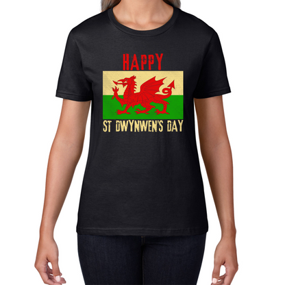 Happy St Dwynwen's Day Dydd Santes Dwynwen Saint Dwynwen Day Saint Of Lovers Womens Tee Top