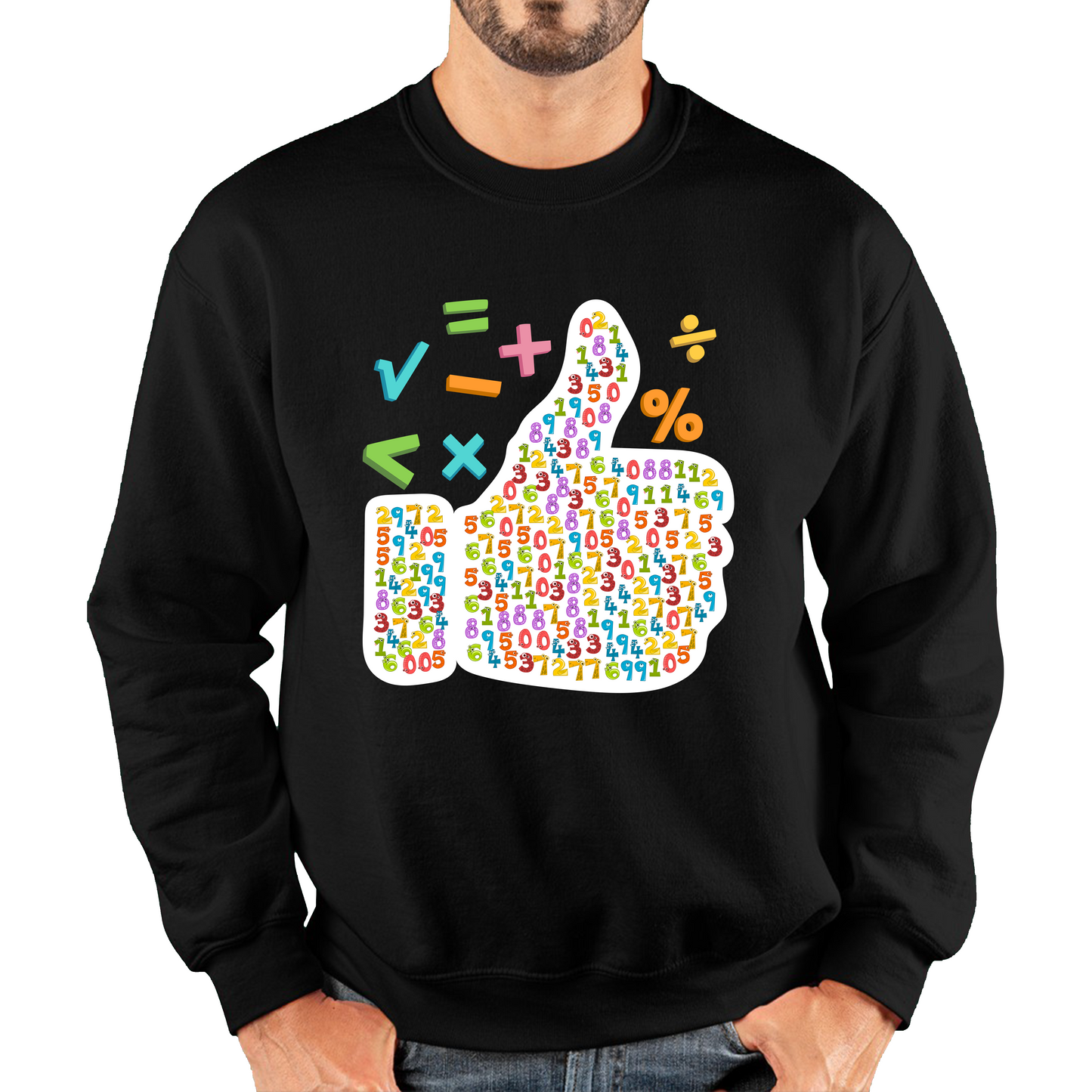 World Numbers Day Maths Day Funny Thumbs Up Colour Numbered Charity Day Unisex Sweatshirt