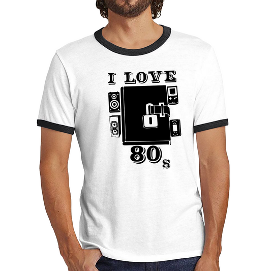 I Love 80s Shirt Vintage 80s Dairy Old Music Lovers Funny Ringer T Shirt