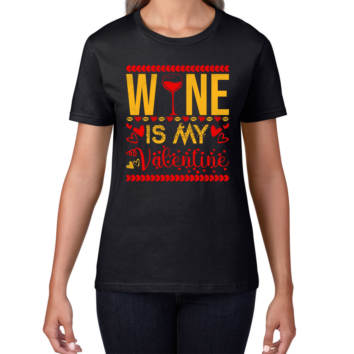 Wine Is My Valentine Valentine's Day Wine Drinking Lovers Wine Lover Womens Tee Top