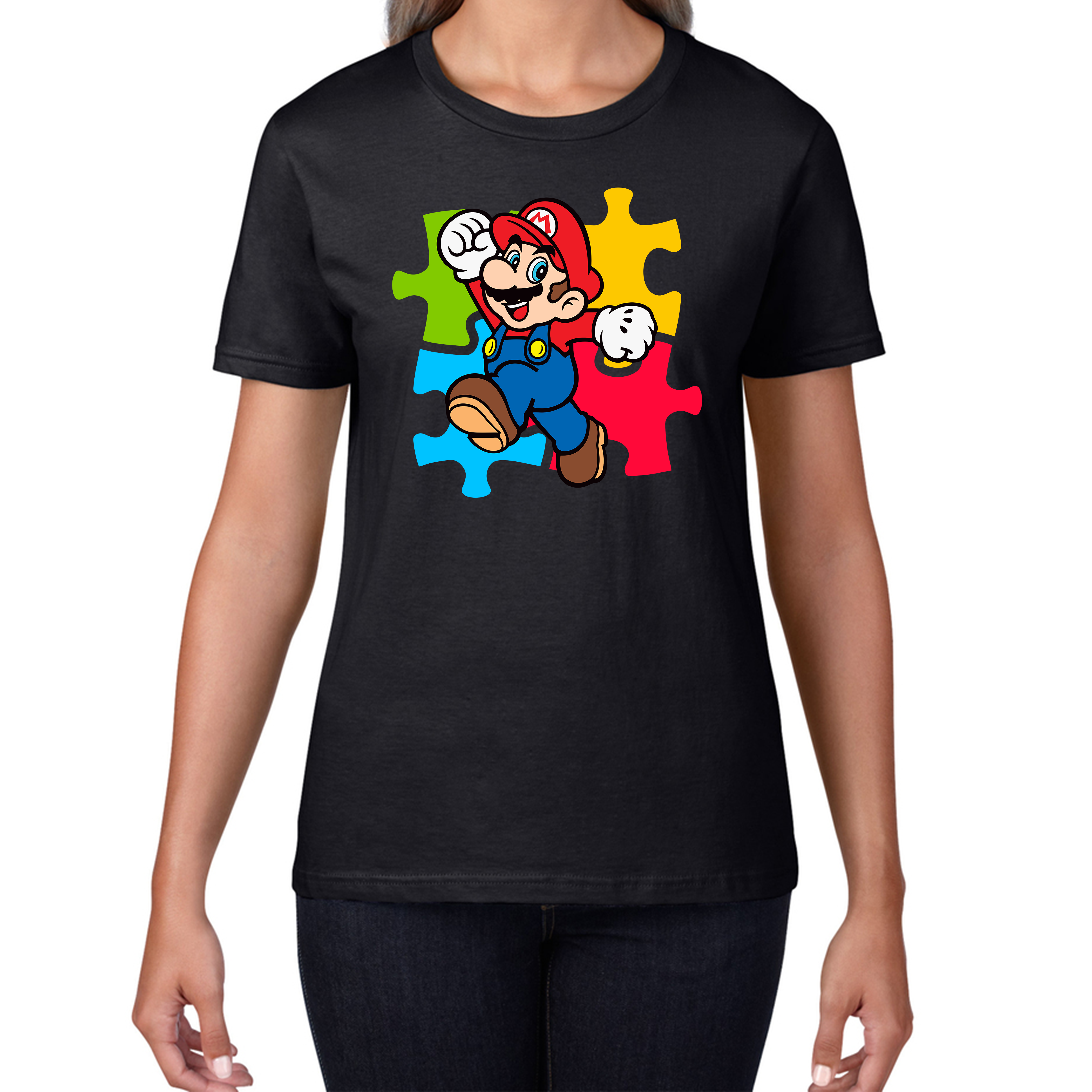 Super Mario T-Shirt Funny Game Lovers Players Video Game Womens Tee Top