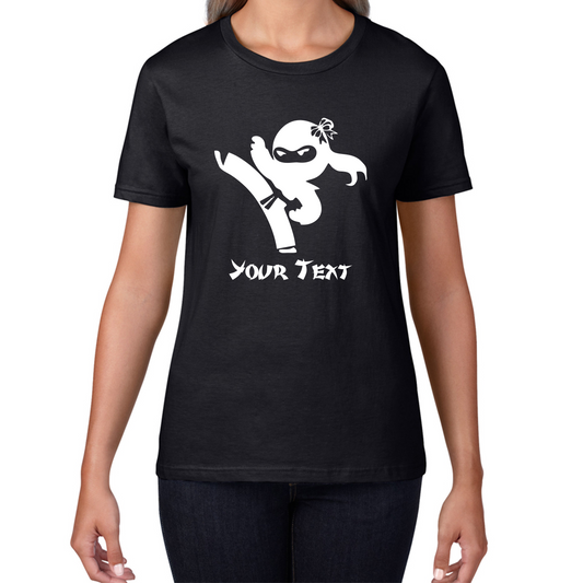 Personalised Ninja Girl Your Text Retro Ninja Warrior Martial Arts Judo Karate MMA Womens Tee Top