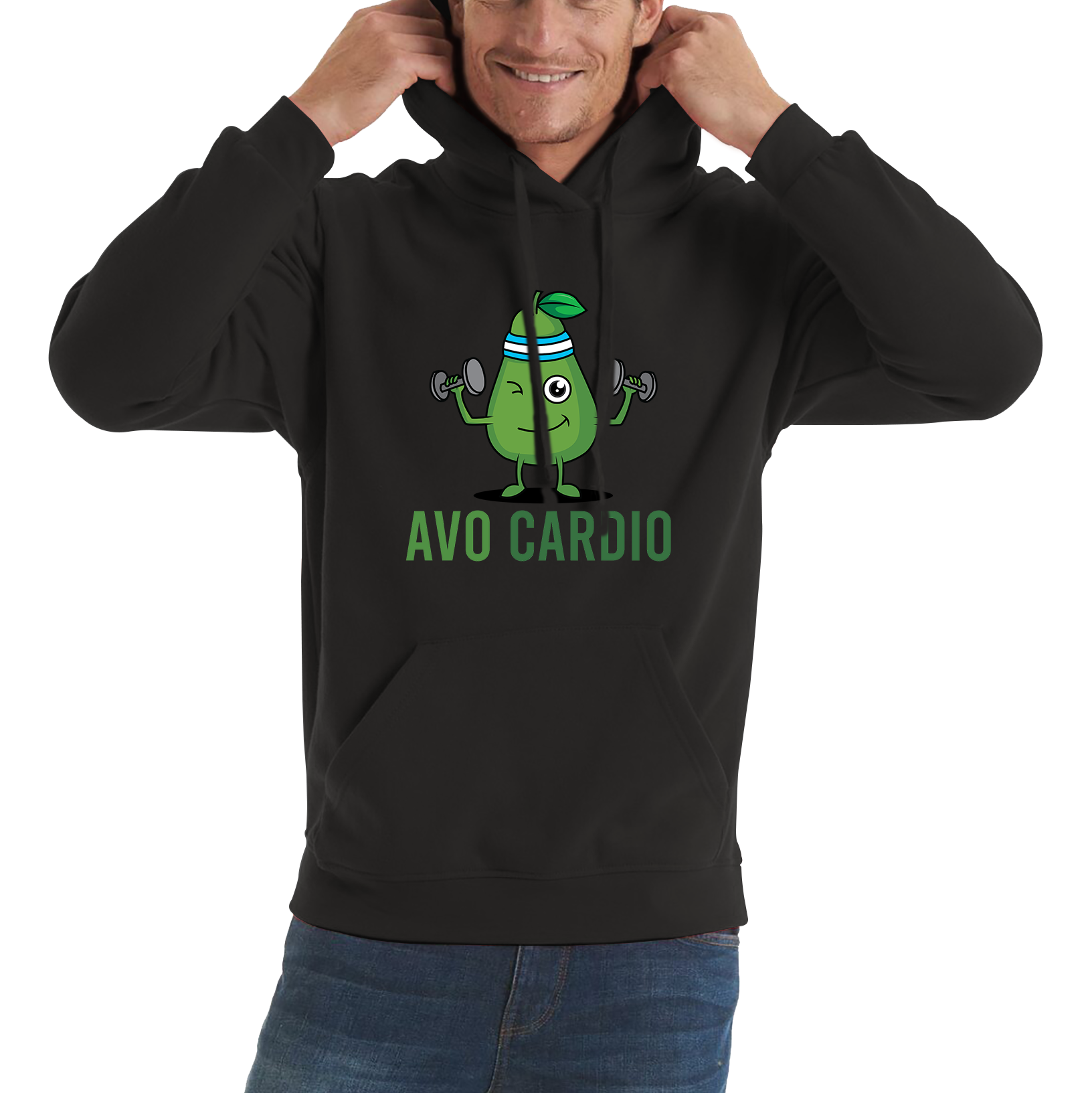 Avo Cardio Funny Avocado Fitness Adult Hoodie