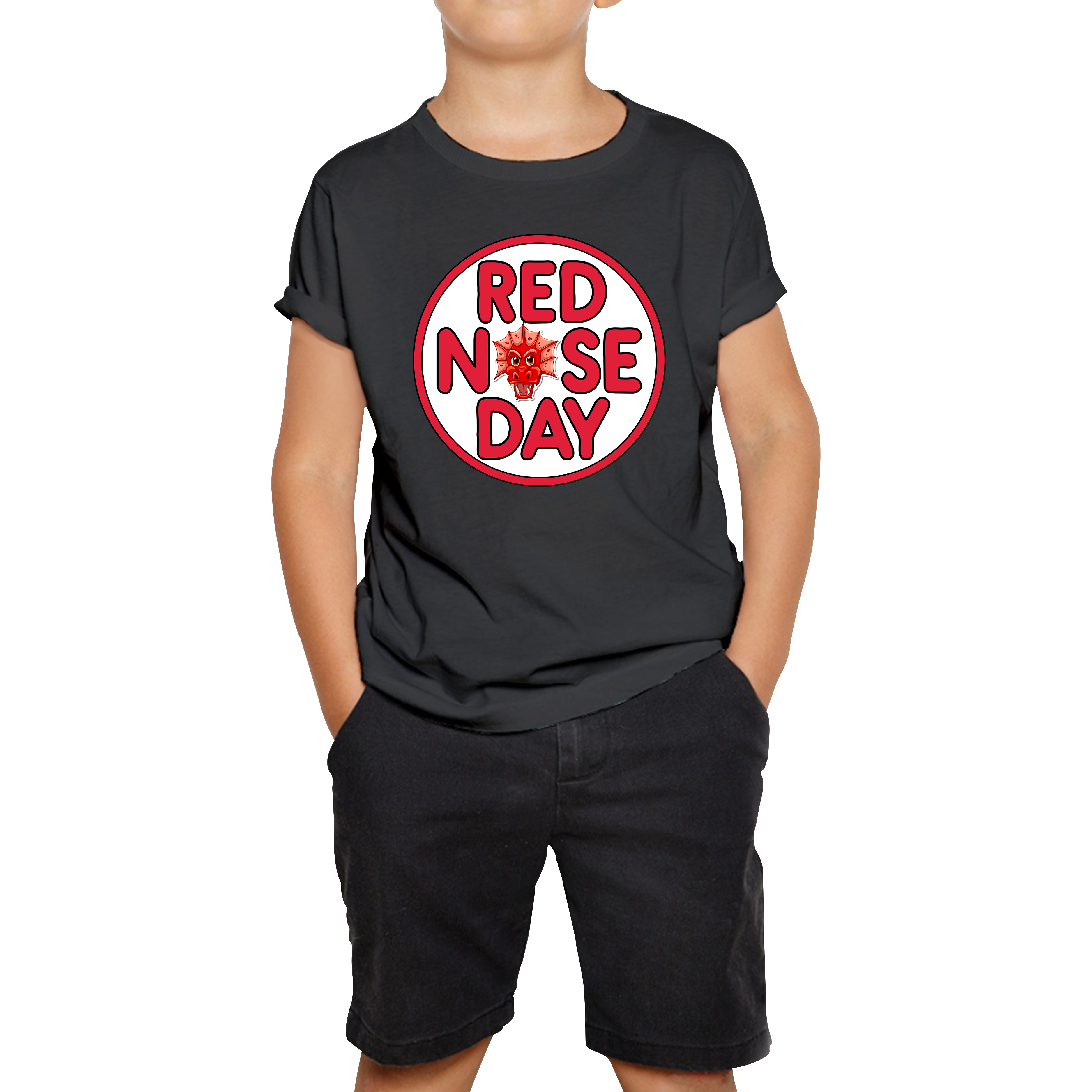 Dragon Face Red Nose Day Kids T Shirt. 50% Goes To Charity