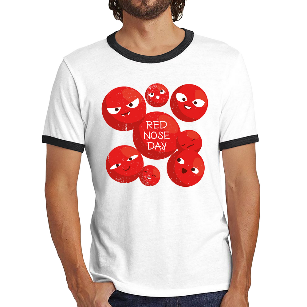 Red Nose Day Funny Noses Ringer T Shirt. 50% Goes To Charity