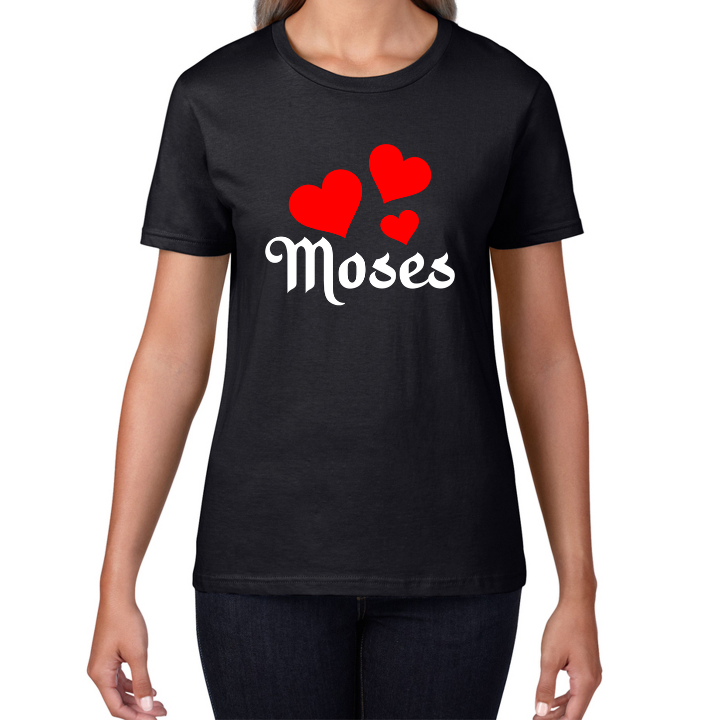 Moses Hearts Religions Prophet Jewish Founder Of Monotheistic Belief Womens Tee Top