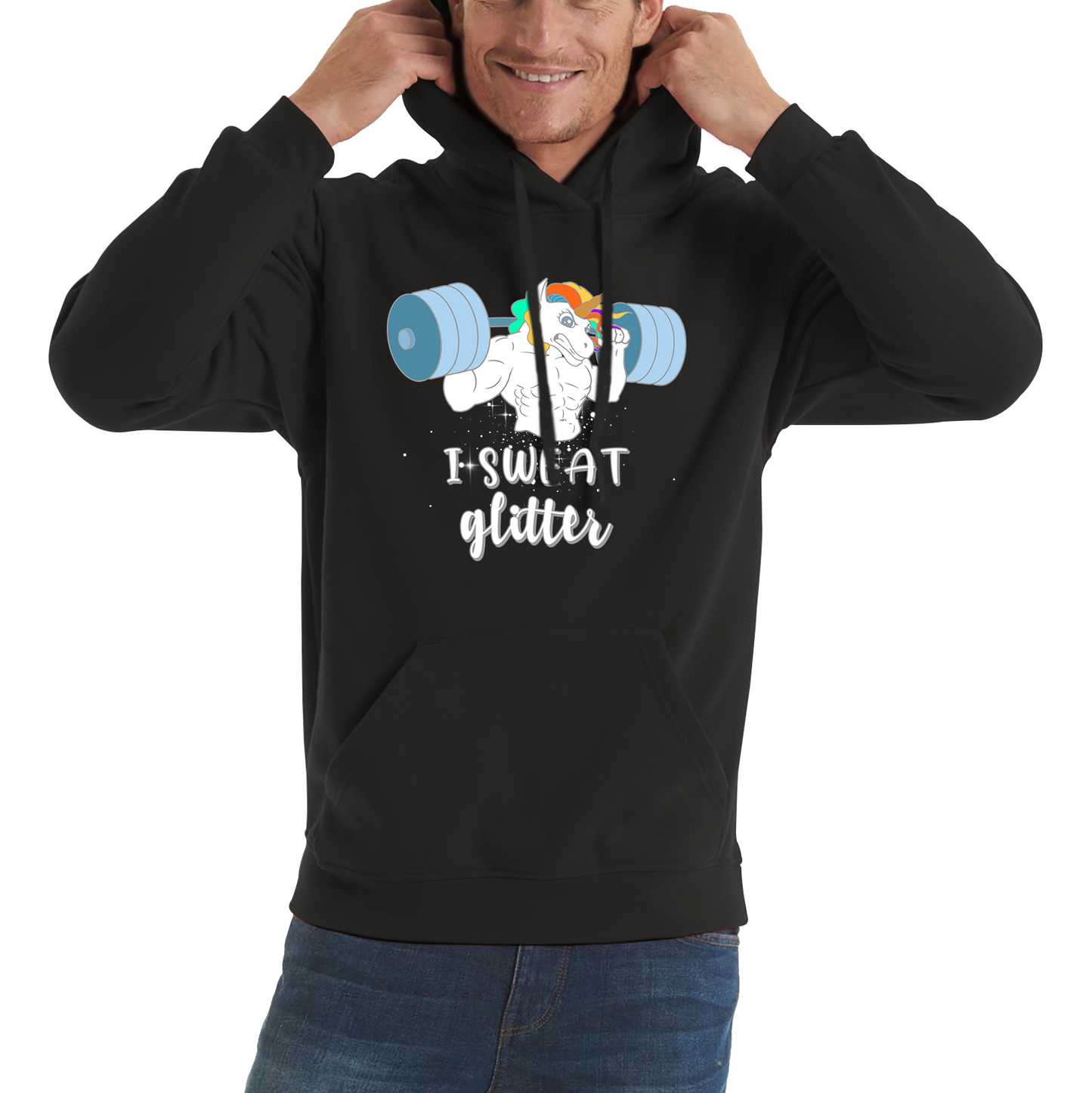 I Sweat Glitter Weightlifting Unicorn Gym Hoodie
