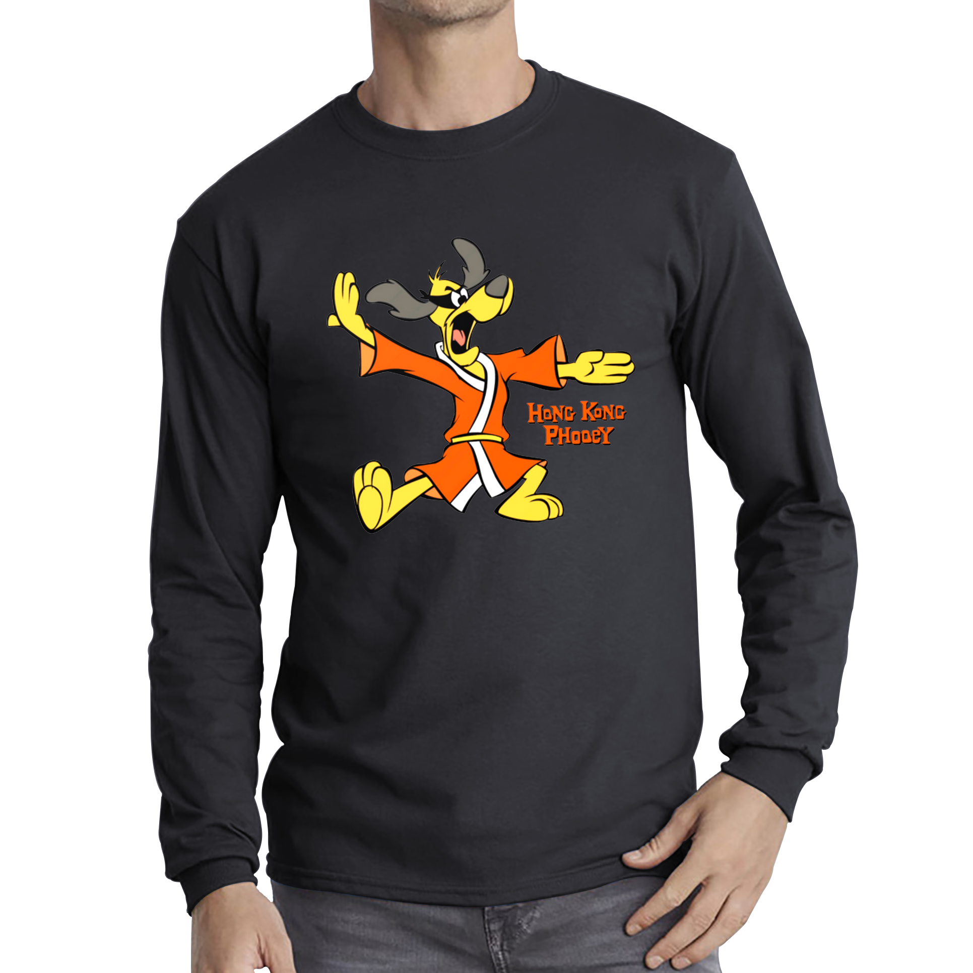 Hong Kong Phooey High Karate Animated TV Series Funny Cartoon Character Adult Long Sleeve T Shirt