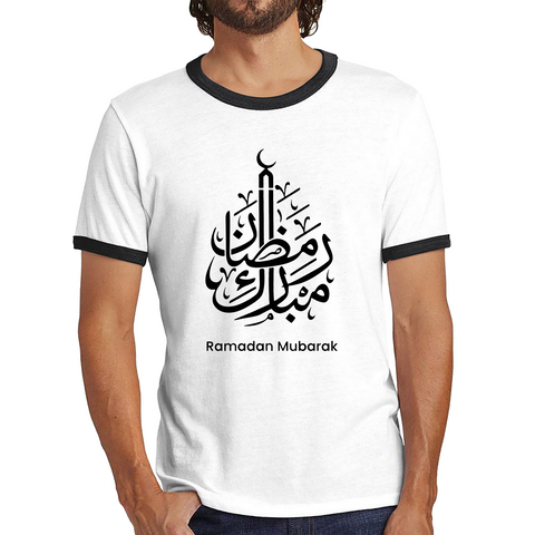 Ramadan Mubarak Arabic Calligraphy Happy Ramadan Ringer T Shirt