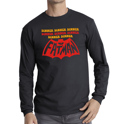 Dinner Dinner Fatman Tshirt Superhero Batman Inspired Funny Novelty Comic Parody Adult Long Sleeve T Shirt
