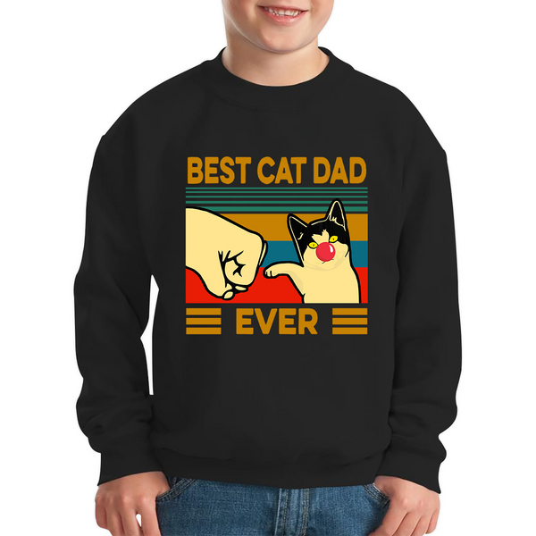 Best Cat Dad Ever Red Nose Day Kids Sweatshirt. 50% Goes To Charity