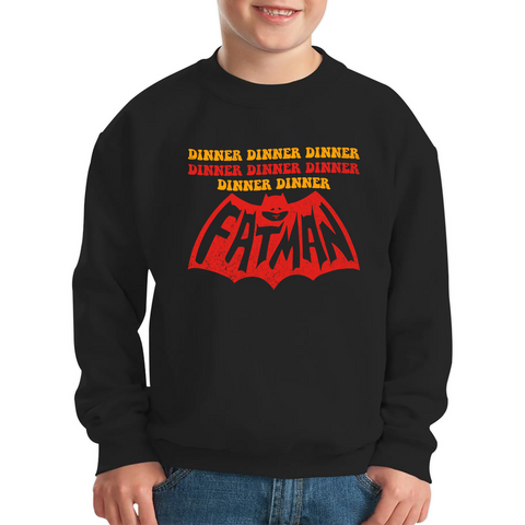 Dinner Dinner Fatman Jumper Superhero Batman Inspired Funny Novelty Comic Parody Kids Sweatshirt