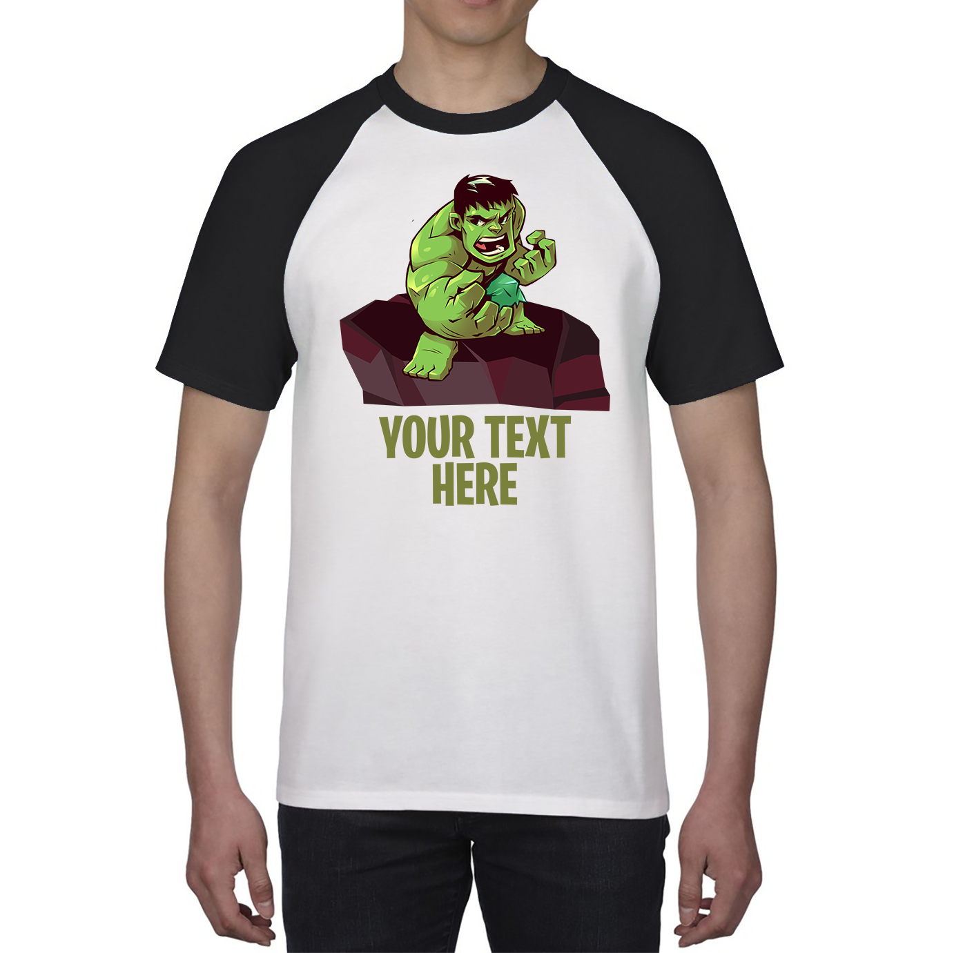 Personalised Your Text Hulk Shirt Comic Superhero Birthday Gift Baseball T Shirt
