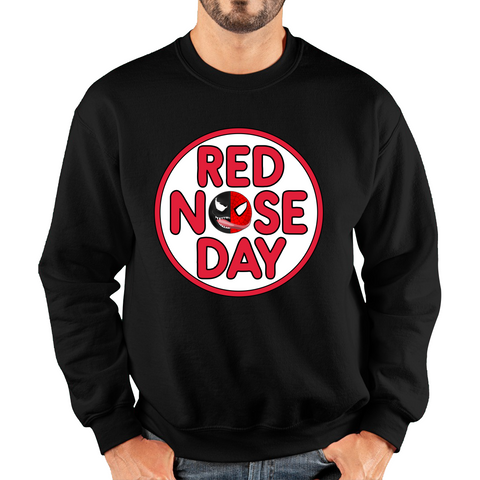 Marvel Venom Spiderman Red Nose Day Adult Sweatshirt. 50% Goes To Charity