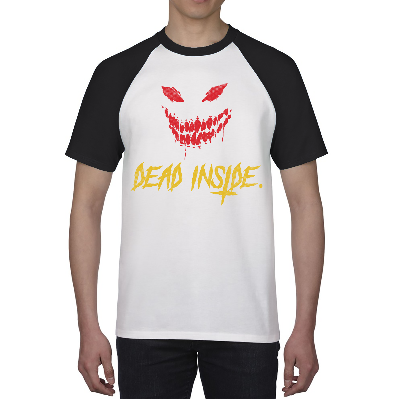 Dead Inside Scary and Horror Face Scary Skull Face Baseball T Shirt