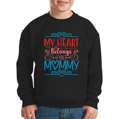 My Heart Belongs To Mommy Mother's Day Funny Family Valentine's Day Gift Kids Jumper