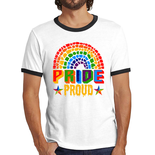 Proud Pride LGBT Pride Gay LGBT Pride Lesbian Rainbow Ringer T Shirt