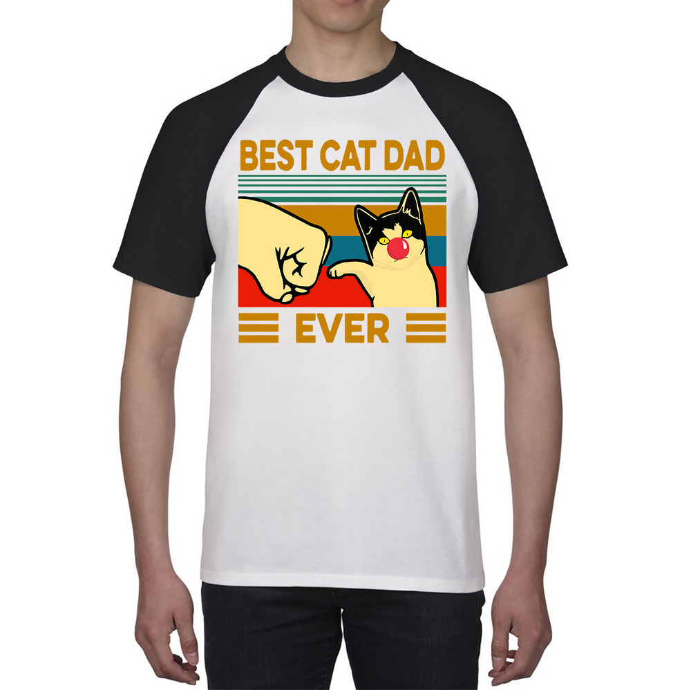 Best Cat Dad Ever Red Nose Day Baseball T Shirt. 50% Goes To Charity