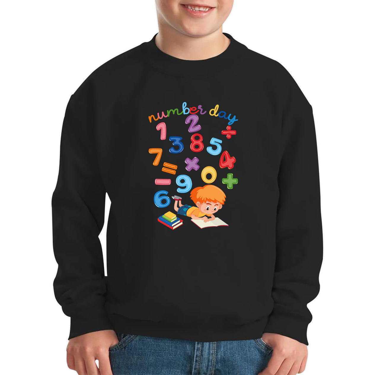 Numbers Day Colourful Numbers Maths Day School Charity Day Mathletics Kids Jumper