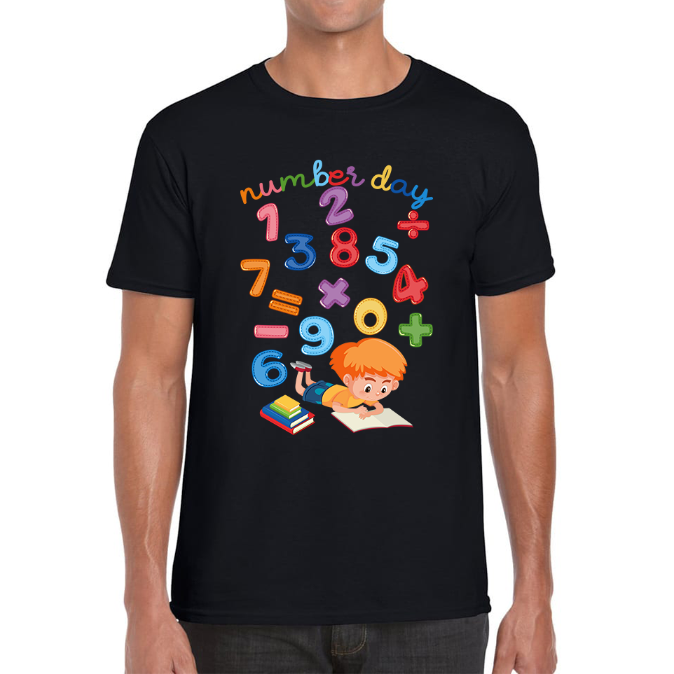 Numbers Day Colourful Numbers Maths Day School Charity Day Mathletics Mens Tee Top