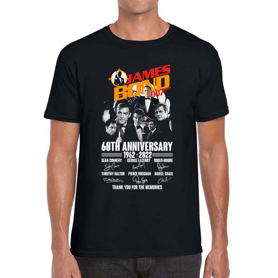 James Bond 007 60th Anniversary Thank You For The Memories Signature Popular TV Show Series Adult T Shirt