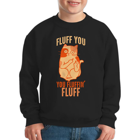 Fluff You You Fluffin Fluff Jumper Funny Cat Lovers Kitten Sarcastic Gift Kids Sweatshirt