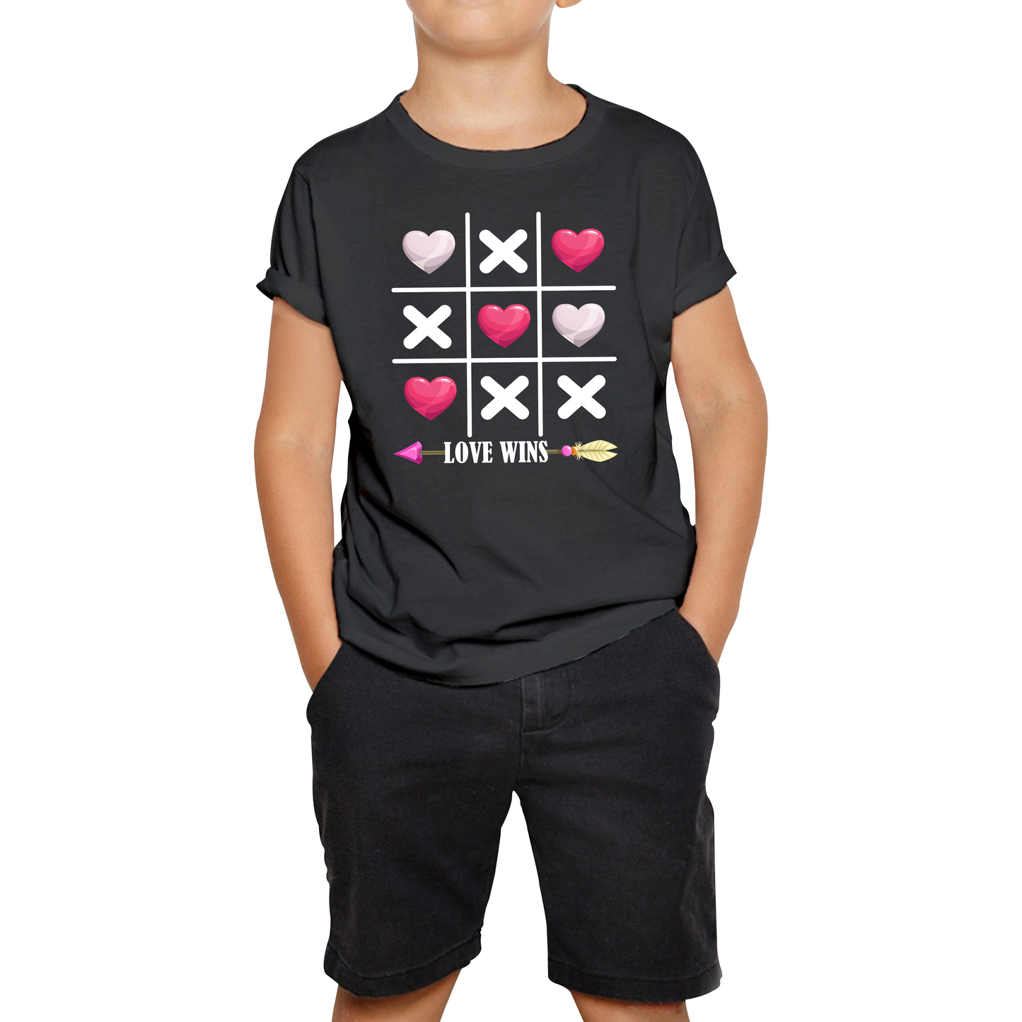 Valentine's Day Tic Tac Toe Love Wins Tic Tac Funny Game Lovers Gift Kids Tee