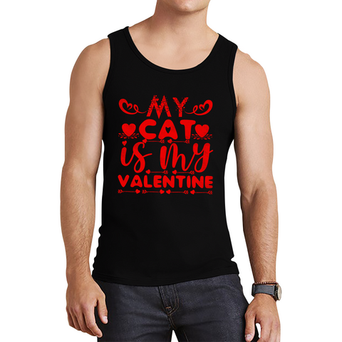 My Cat Is My Valentine Cat Lover Funny Valentine's Day Animal Lovers Tank Top