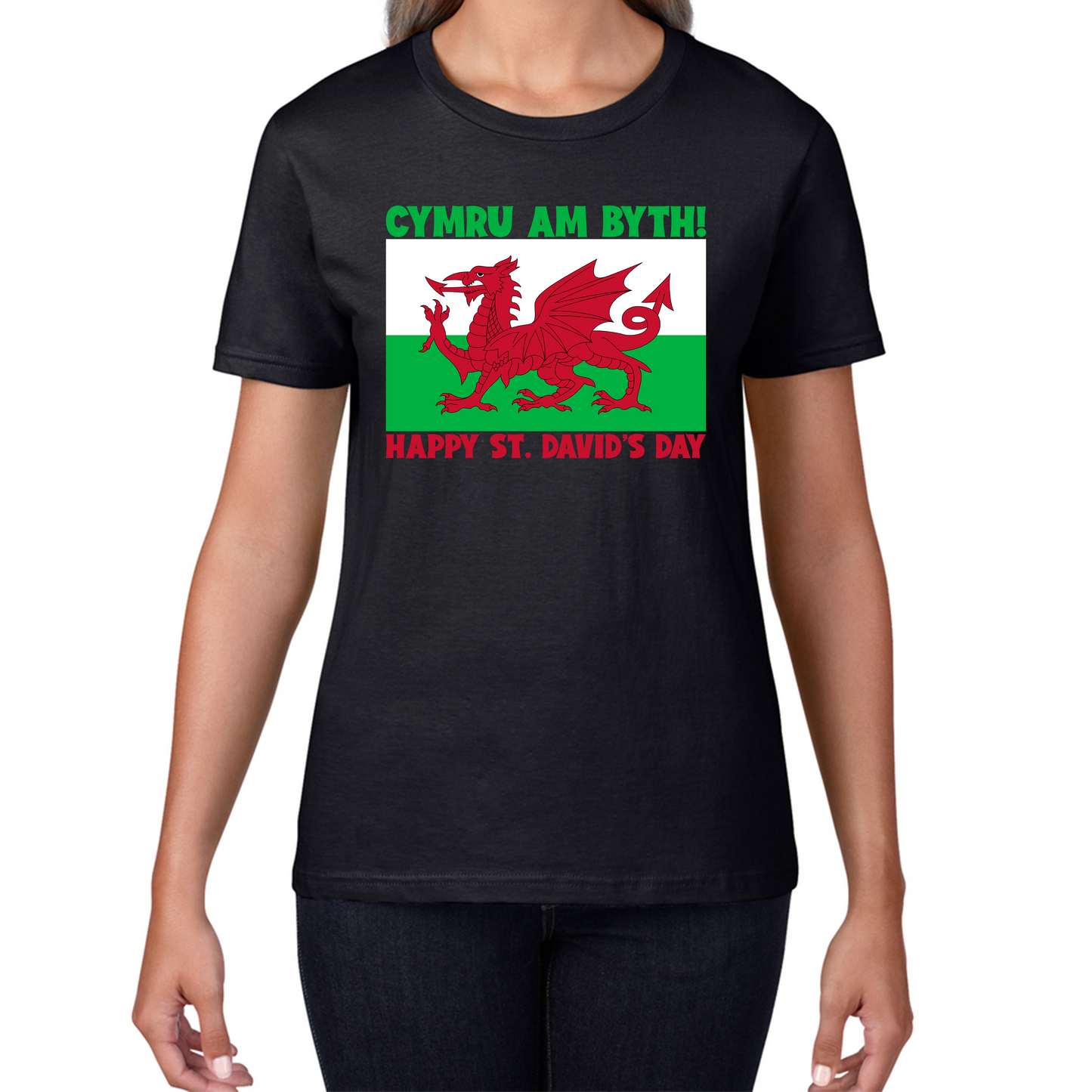 Cymru Am Byth Wales Forever Happy St. David's Day Welsh Dragon Flag Of Wales Saint Welsh Womens Tee Top