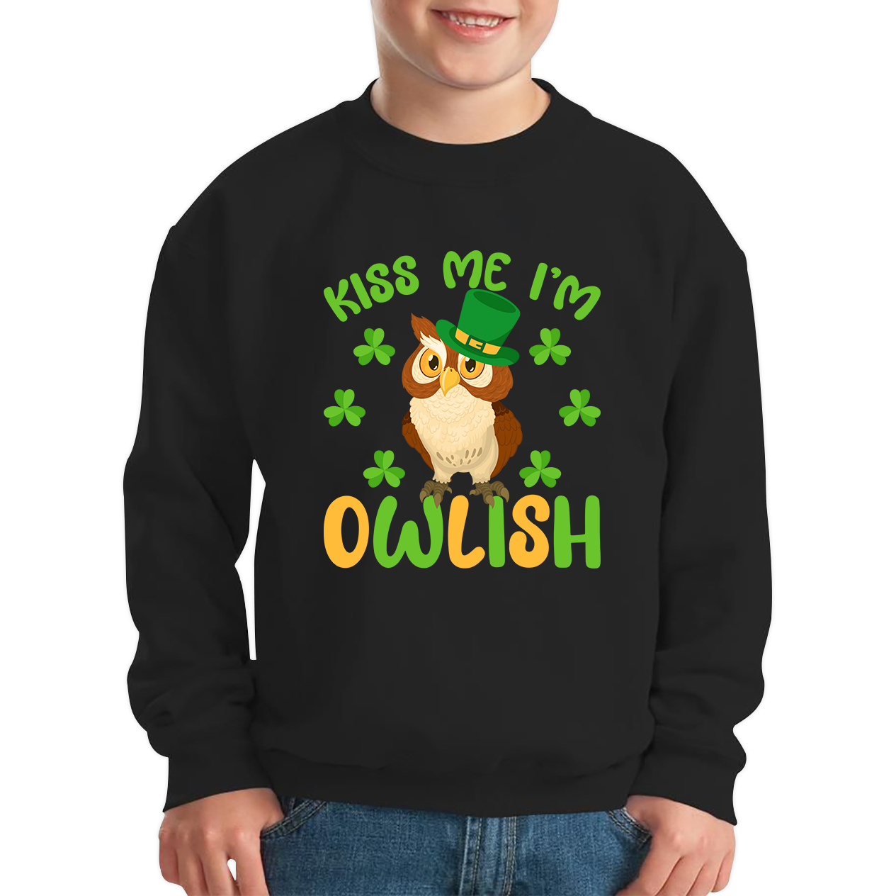 Kiss Me I'm Owlish St. Patrick's Day Jumper