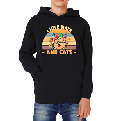 I Love Math And Cats Number Day Funny Maths Day Cats Lovers Counting Vintage Kids Hoodie