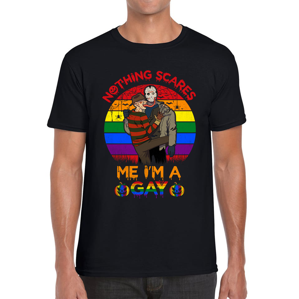 Nothing Scares Me I'm A Gay Pride LGBT Jason Voorhees Freddy Krueger Love Pride Adult T Shirt