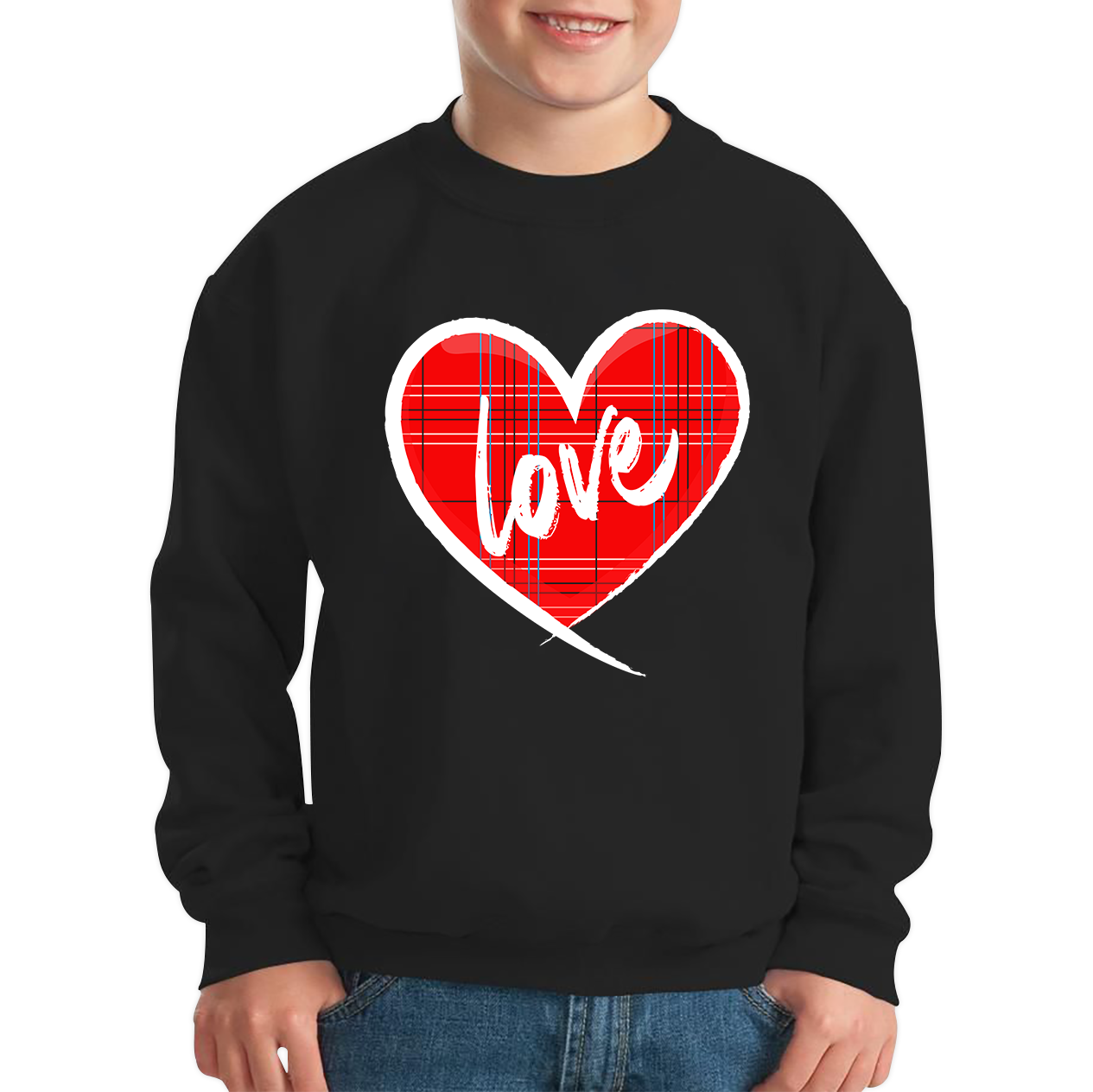 Hand Drawn Love Heart Happy Valentine's Day Lover Heart Kids Jumper