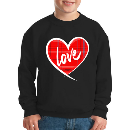 Hand Drawn Love Heart Happy Valentine's Day Lover Heart Kids Jumper