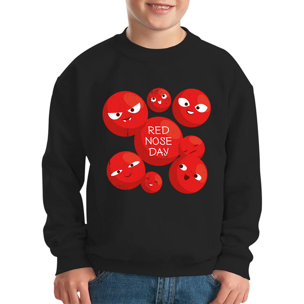 Red Nose Day Funny Noses Kids Sweatshirt. 50% Goes To Charity