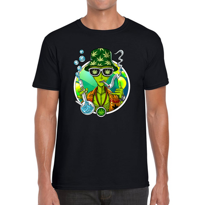 Alien Stoner Smoking Funny Mens T Shirt