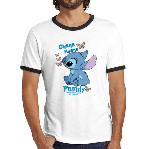 Ohana Means Family Lilo & Stitch Funny Comedy Family Cartoon Lovers Ringer T Shirt