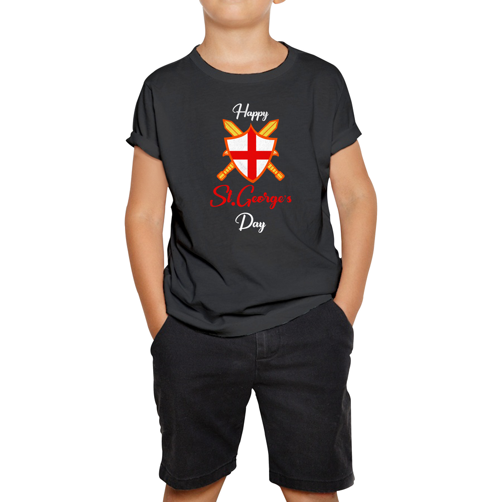 Happy St. George's Knight Sheild And Sword Saint George's Day Kids T Shirt