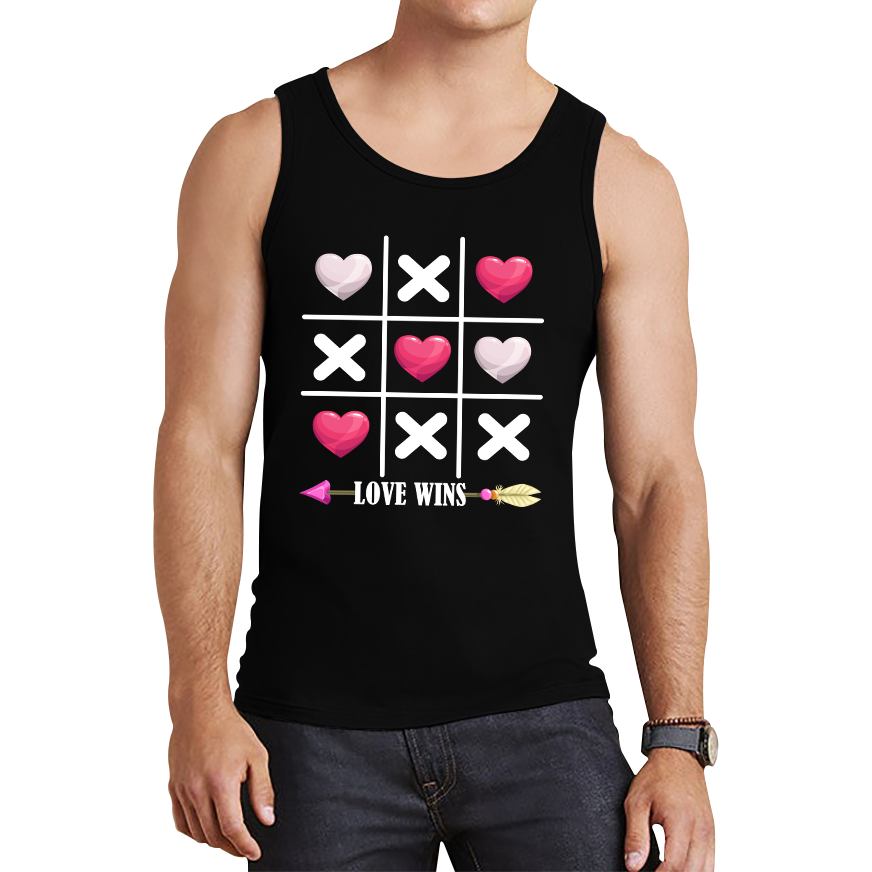 Valentine's Day Tic Tac Toe Love Wins Tic Tac Funny Game Lovers Gift Tank Top