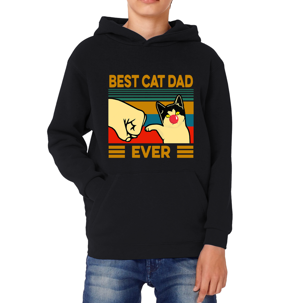 Best Cat Dad Ever Red Nose Day Kids Hoodie. 50% Goes To Charity