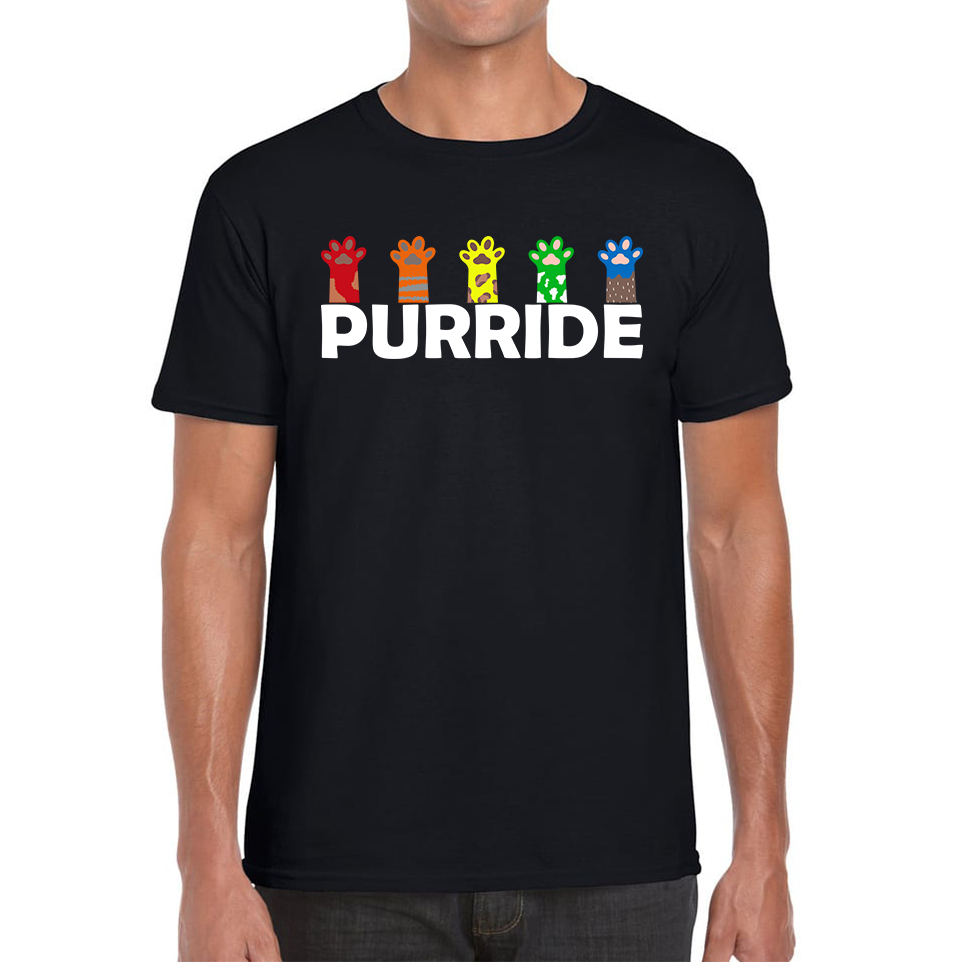Purride Funny Cat Lovers LGBT T-Shirt Pride Awareness Gay Lesbians Pet Animal Mens Tee Top