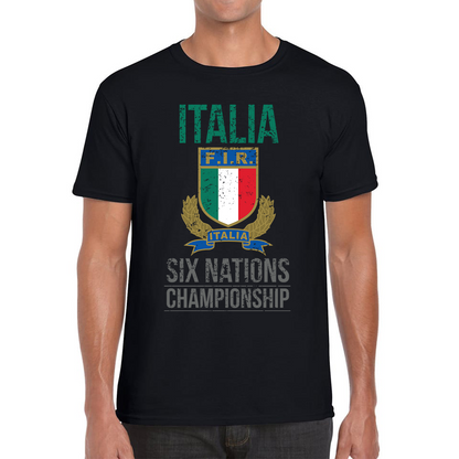 Italia Flag Logo Rugby Cup European Support World Six Nations Championship Mens Tee Top